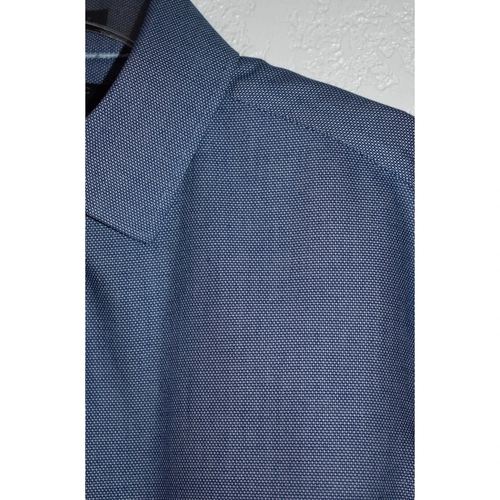 Banana Republic Grant Fit Blue Non-Iron Cotton Stretch Dress Shirt Medium Mens